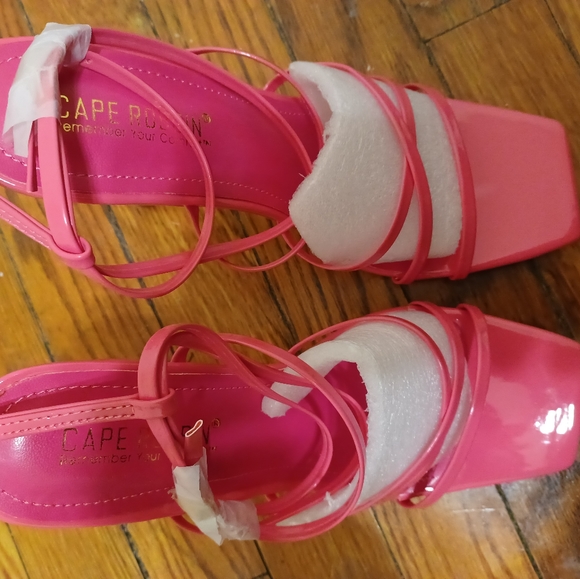 Cape Robbin Minnie Faux Patent Leather Strappy Stiletto Heels | 8 | Hot Pink 💖 - Picture 11 of 12